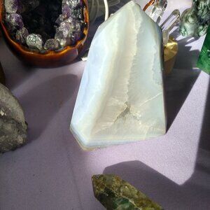Pyramidal Blue Lace Agate w/ a natural vug containing a druzy crystal form